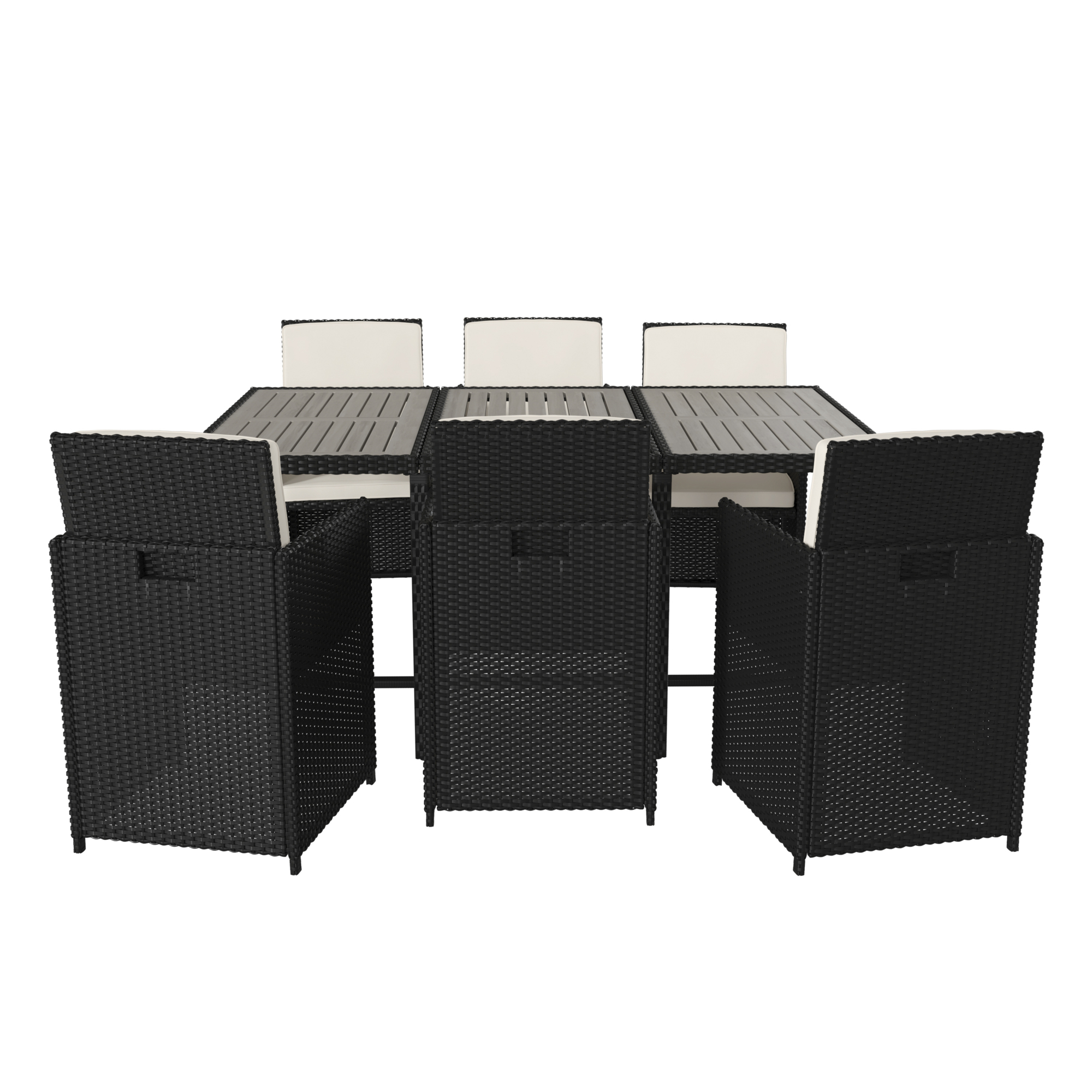 Flash Furniture, 7 Piece Gray/Black Modular Patio Set Cushions, Pieces (qty.) 7 Primary Color Gray, Seating Capacity 6 Model# TW3WBE00GY